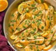 Курица в апельсиновом соусе с лимоном и чесноком
